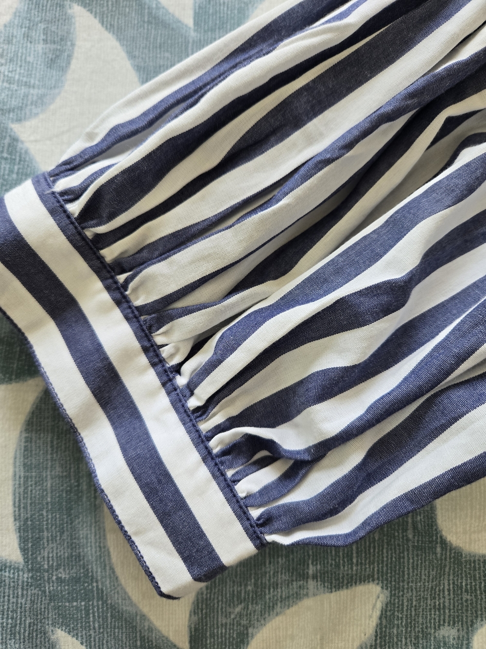 Striped Blue & White Peasant Top - Picture 3 of 12
